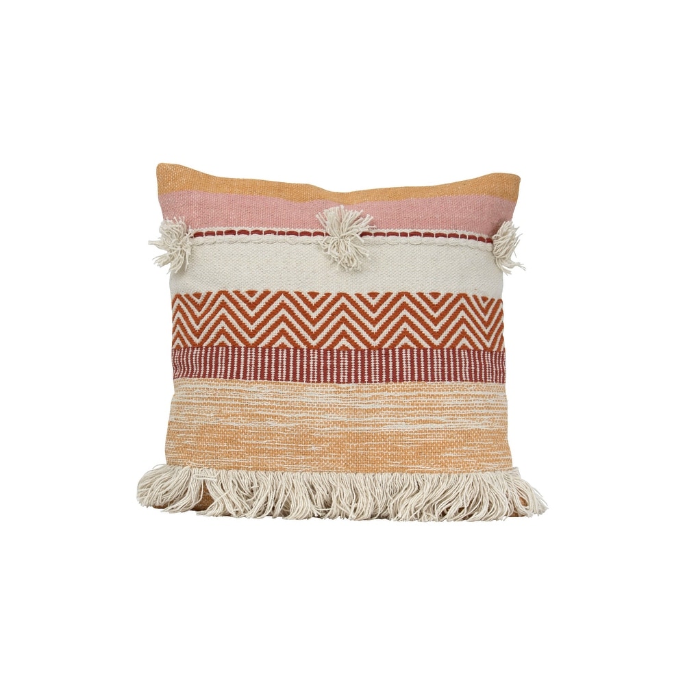 Multicolor Gray & Gold Publishing Abstract Stripes Pattern in Coral on White AEY565 Throw Pillow 18x18 